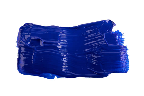 Blue brush stroke isolated on white background. Brown abstract stroke. Colorful oil paint brush stroke