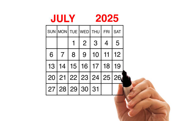 istock 2025 calendar July on white background 2201943107