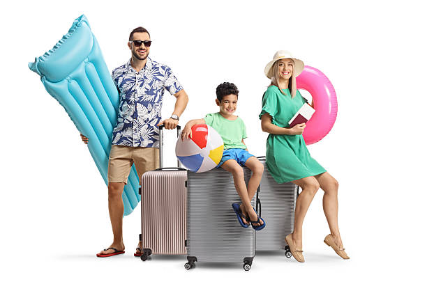 istock Happy family with suitcases packed for a summer vacation 2201943159