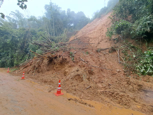 istock Landslides due to heavy rain causing traffic problems due to landslides blocking travel 2201945569