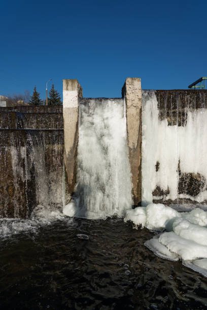 istock Frozen waterfall water. A frozen waterfall on a February morning 2201947215