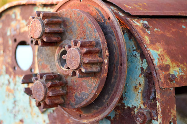 Detail of old rusty cogs for heavy industry