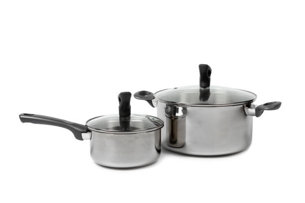 istock Stainless steel saucepan isolated on white background. Modern saucepan. Kitchen utensils. Cooking pan. Cooking concept. Mockup 2201949718