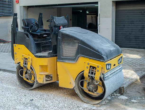 istock Light tandem rollers for gravel compaction and asphalt patching on street 2201952858