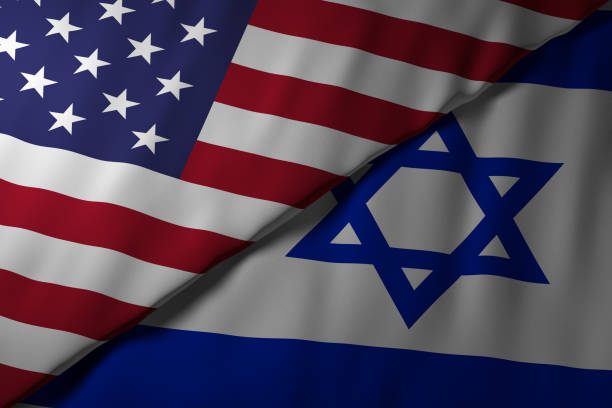 istock Overlapping USA and Israel flags symbolizing diplomatic relations 2201954182