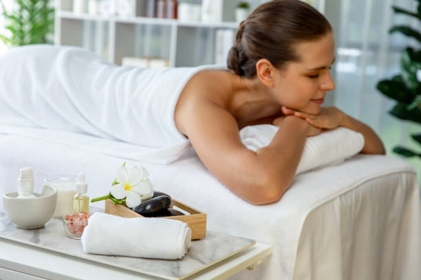 istock Aromatherapy massage ambiance or spa salon composition setup. Quiescent 2201954861