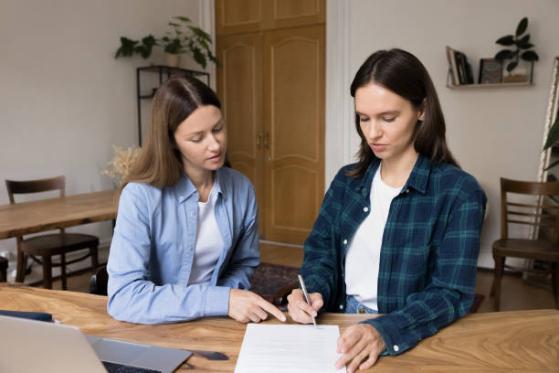 istock Client signing contract, make deal, buy company services 2201954901