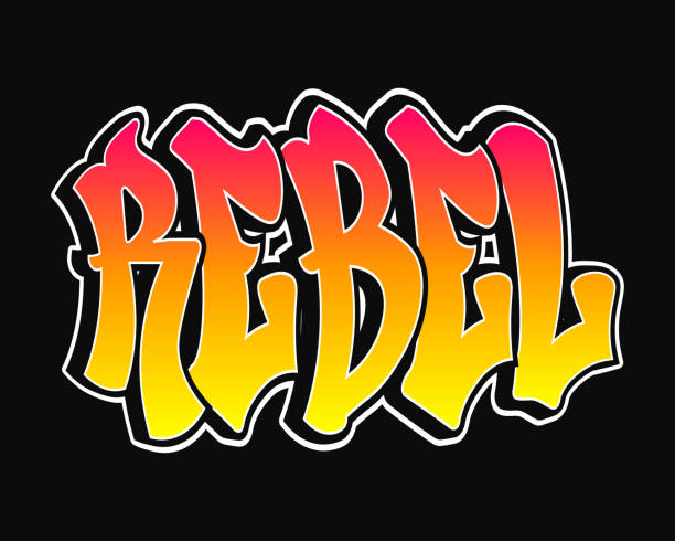 istock The word Rebel written in graffiti style typography with a vibrant color gradient and a white outline 2201957836