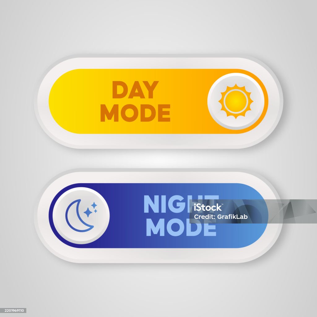 Day And Night Mode Interface Buttons For Ui Designs Stock Illustration ...
