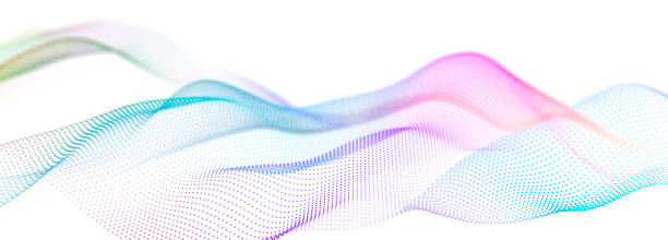 istock Colorful wave of streaming particles on a white background. Abstract background with dynamic elements of waves. 3d 2201970525
