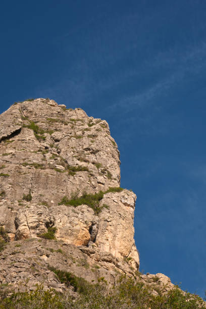 Landscape a majestic rock against the blue sky in spain