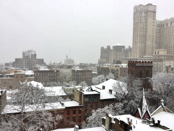 istock Snow storm  over cityscape rooftops Brooklyn, NY 2201984514