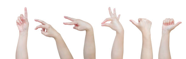 istock Woman hand gesture set isolated on white background 2201989252