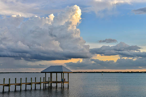 Hutchison Island Florida at dusk looking back towards the mainland.