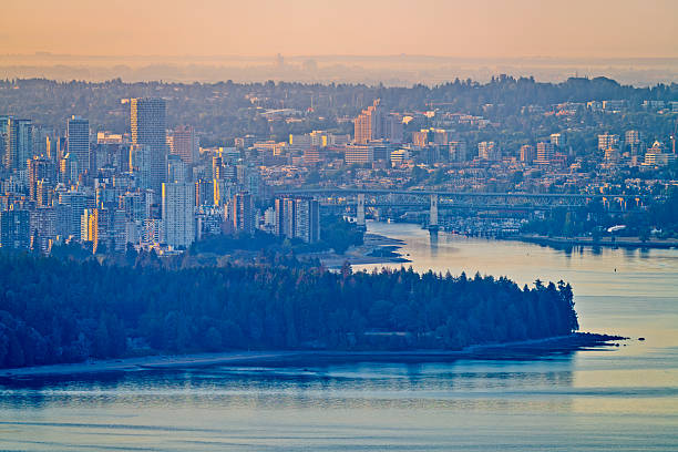 Downtown view of Vancouver and Stanley Park from North Vancouver, British Columbia