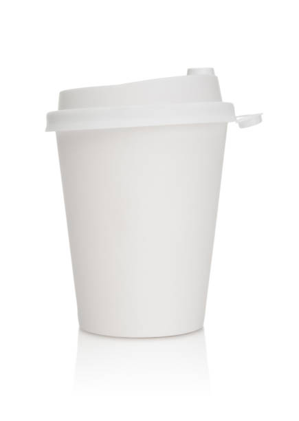 istock Disposable paper cup with lid isolated on white background 2202003000