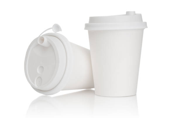istock Two disposable paper cups with lid isolated on white background 2202003048