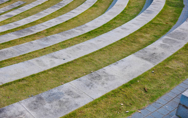 istock Green Grass Lawn with Rows of Steps at a Park 2202008651