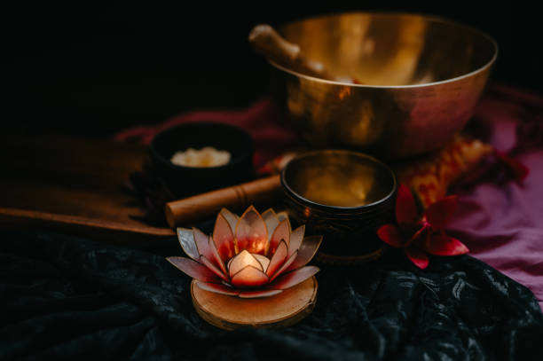 Lotus Candle with Singing Bowl for Relaxation and Meditation in Heiligenhafen, Schleswig-Holstein, Germany