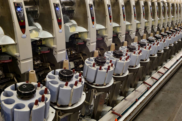 istock Cotton textile factory equipment is in operation 2202011479