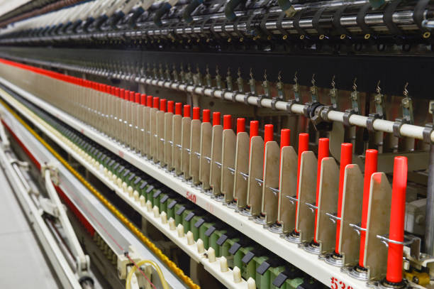 Cotton textile factory equipment in the workshop