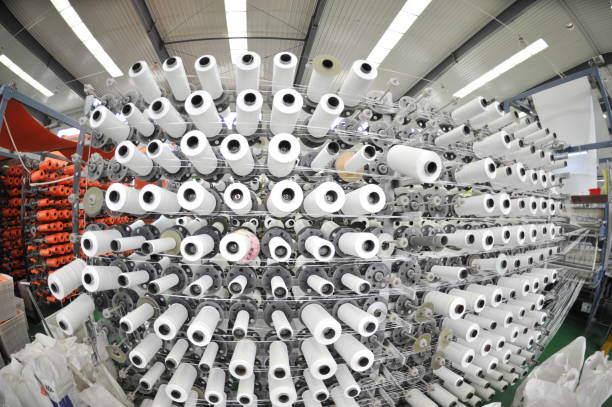 istock Cotton textile factory equipment is in operation 2202012219