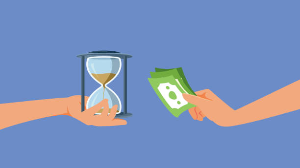 istock Person Giving Time in Exchange for Money Vector Concept Illustration 2202014485