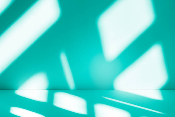 istock Studio style background wall decoration presentation uses white and green tones. with shadows cast from a nearby window, concept creating a decorative 2202014539