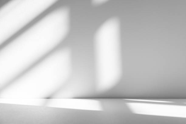 istock Wall interior background, studio and backdrops show products.with shadow from window color white . background for text insertion and presentation product 2202014560