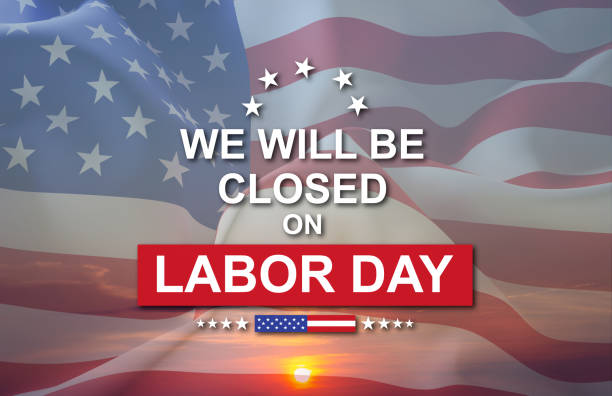 istock Labor Day Background. American flag against the sunset 2202015822