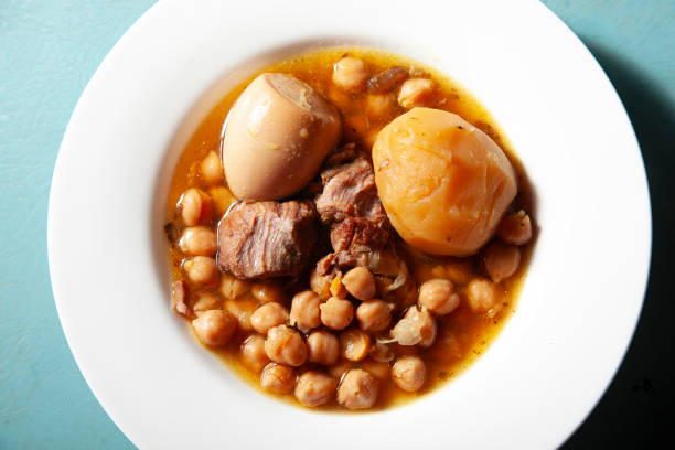 Chickpea stew with meat, a delicious turkish nohut yemeği, serving a traditional meal