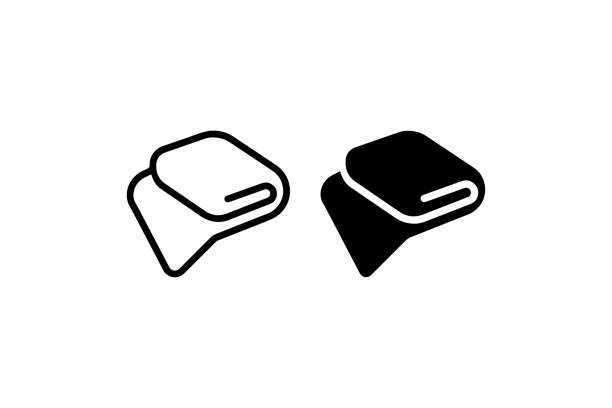 ilustraciones, imágenes clip art, dibujos animados e iconos de stock de icono de toalla doblada en blanco y negro vector - toalla