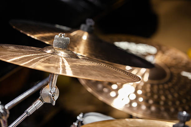 Close-up fragment of drum cymbals