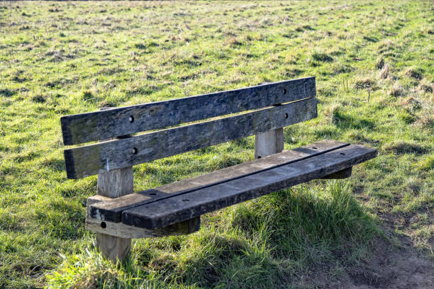 istock Wooden bench on the hill 2202038373