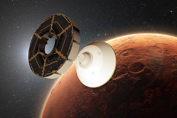 istock Perseverance Rover's Cruise Stage Separation. Satellite module delivers cargo to the red planet Mars 2202041372