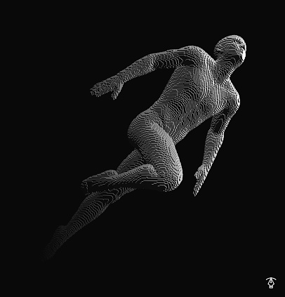Running Man Constructing From Cubes Marathon Runner Human Body Model ...