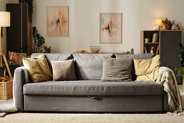 istock Cozy Living Room with Modern Decor and Abstract Art 2202043181