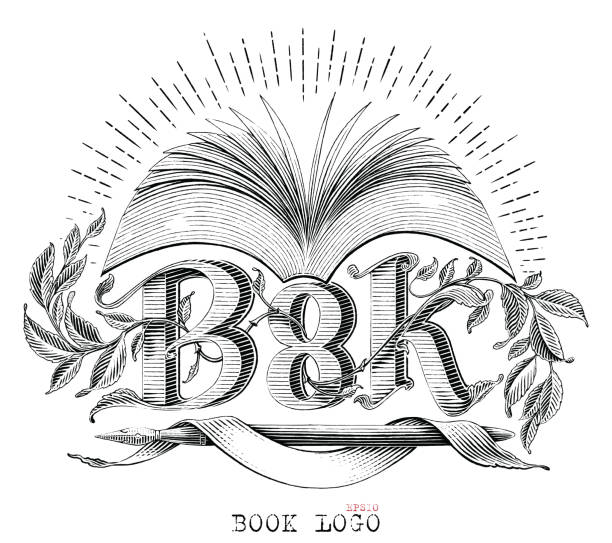 istock Book shop logo design hand draw vintage engraving style black and white clip art isolated on white background 2202045842