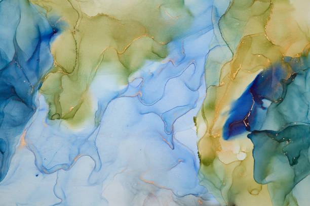 istock Natural  luxury abstract fluid art painting in alcohol ink technique. Tender and dreamy  wallpaper. Mixture of colors creating transparent waves and golden swirls. For posters, other printed materials 2202048048