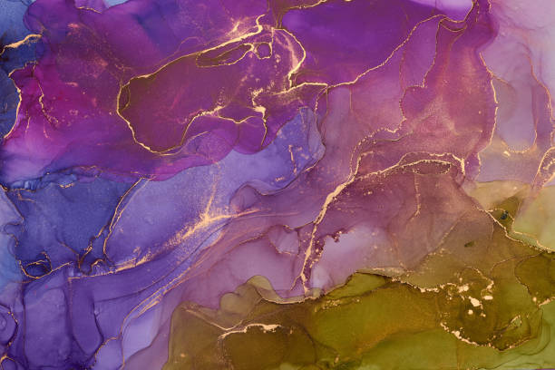 istock Natural  luxury abstract fluid art painting in liquid ink technique. Tender and dreamy  wallpaper. Mixture of colors creating transparent waves and golden swirls. For posters, other printed materials 2202048070