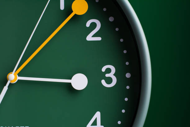 Green clock photo in studio concept of time and efficient use of time