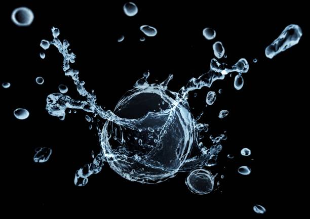 istock 3d illustration of abstract blue splashes on black background 2202052743