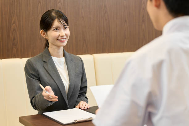 A businesswoman doing business at a restaurant
