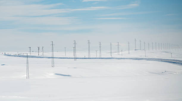 Power Line Towers in the Winter Storm