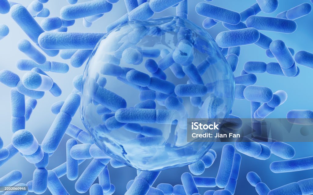 Large groups of germs with blue background, 3d rendering. - Стоковые фото Бактерия роялти-фри Large groups of germs with blue background, 3d rendering. - Стоковые фото Бактерия роялти-фри