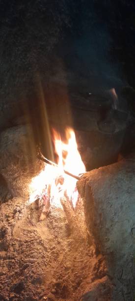 istock Views of fire in remote village 2202067416