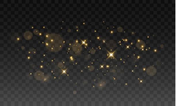 Magical Golden Stardust and Soft Glowing Light Sparkles, Fantasy Dreamy Glitter Trail with Bokeh and Blurred Highlights for Christmas, New Year, Fairy Tale, and Luxury Elegant Designs
