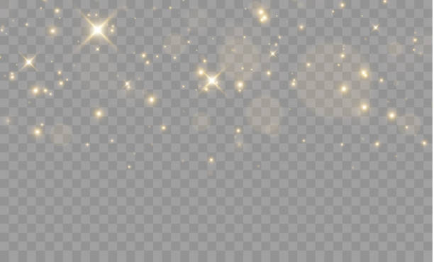 istock Golden Sparkling Light Effect with Glowing Stars, Soft Blurred Bokeh and Magic Dust Particles on a Transparent Background for Festive, Christmas, New Year, Luxury, and Elegant Celebration Designs 2202068173