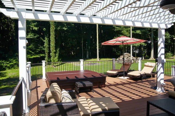 istock Luxury Backyard Pergola, Patio Lounge and Hot Tub Oasis 2202086830