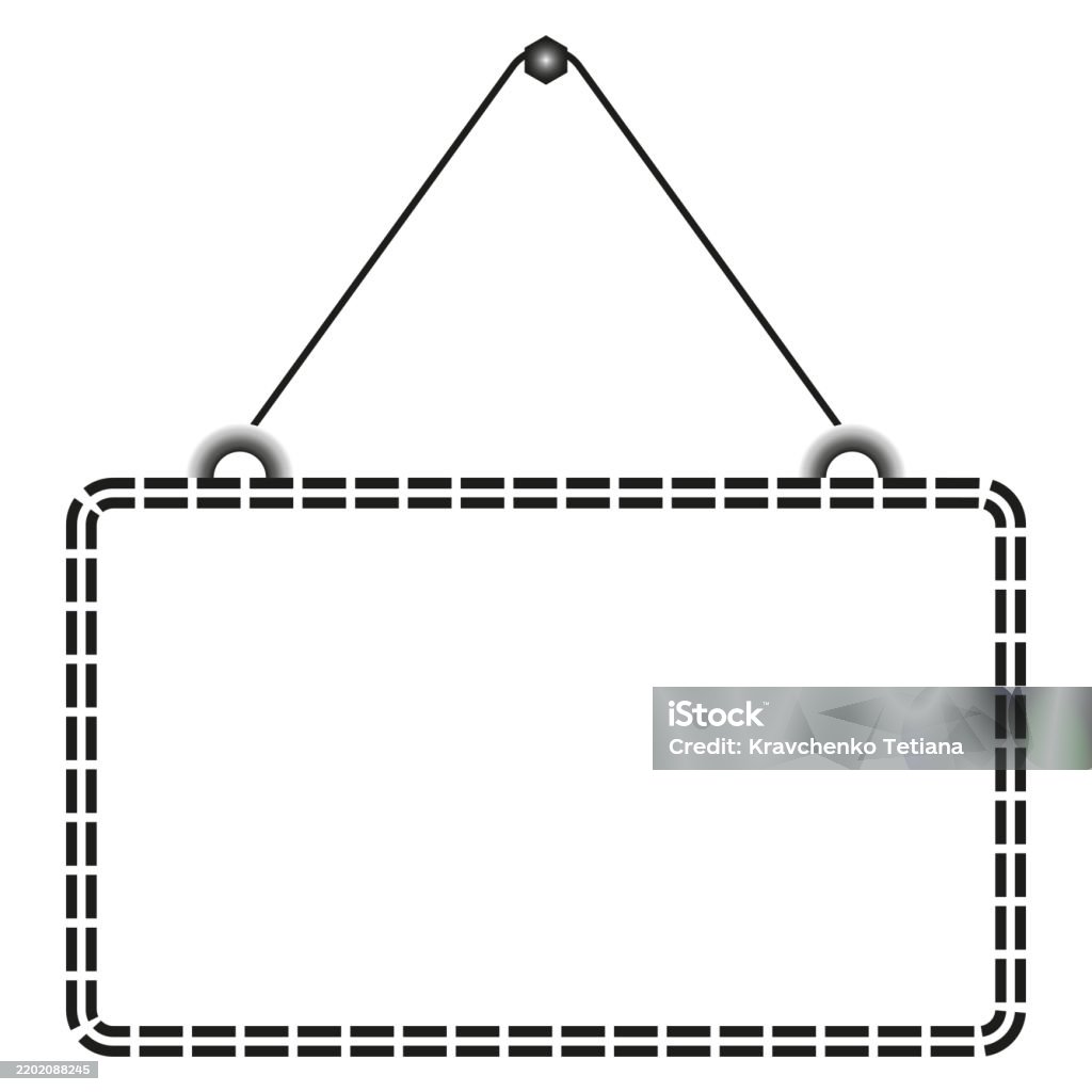 Blank Hanging Sign Rectangular Frame Vector Dashed Outline Shape ...